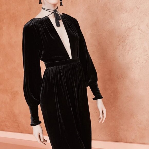 NWOT ULLA JOHNSON Talitha Midi Dress in Noir XS $725 - Picture 1 of 9